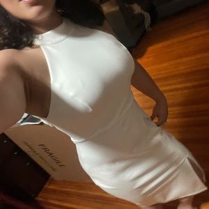 White backless midi dress